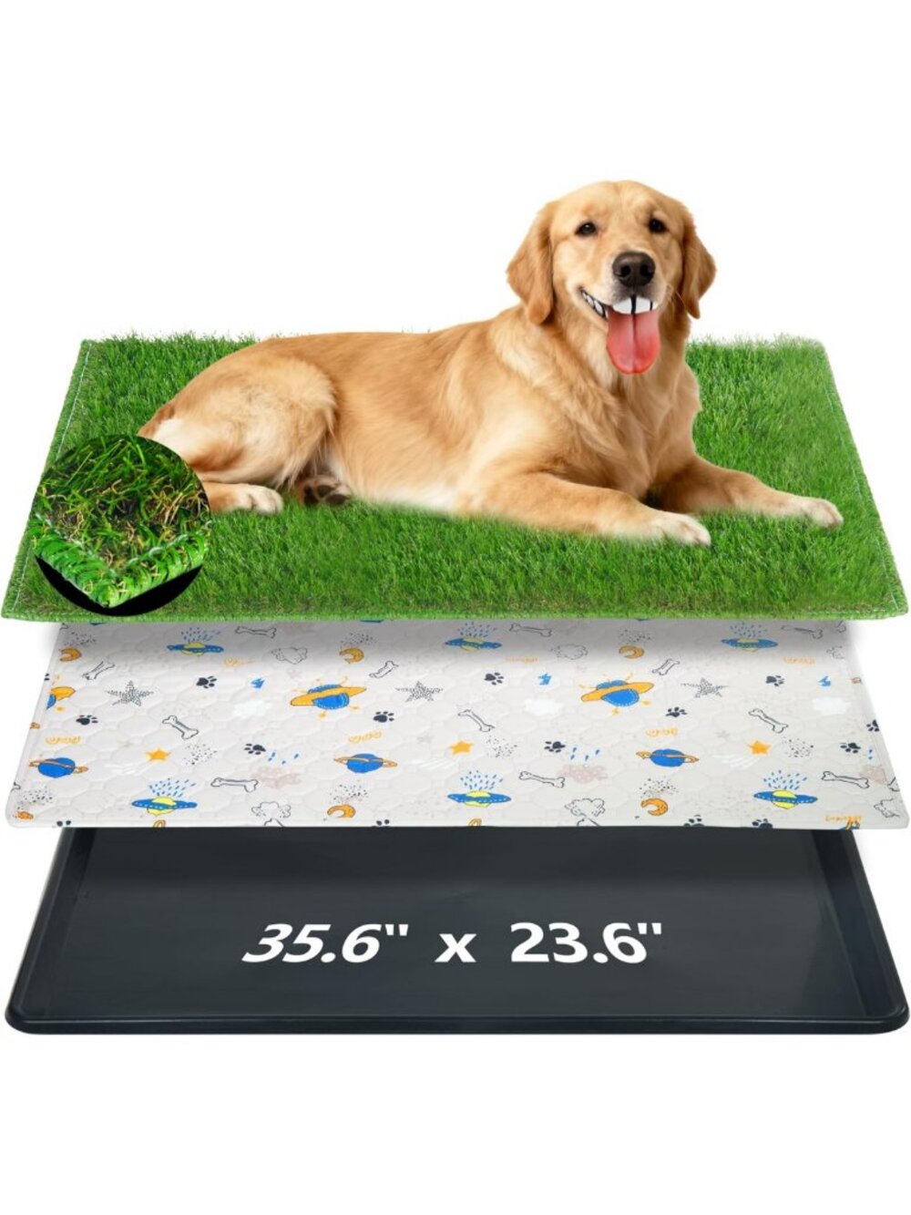 Portable Reusable Dog Loo System with Turf & Pee Pads - Easy Clean